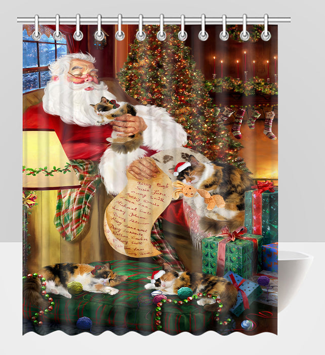 Santa Sleeping with Calico Cats Shower Curtain