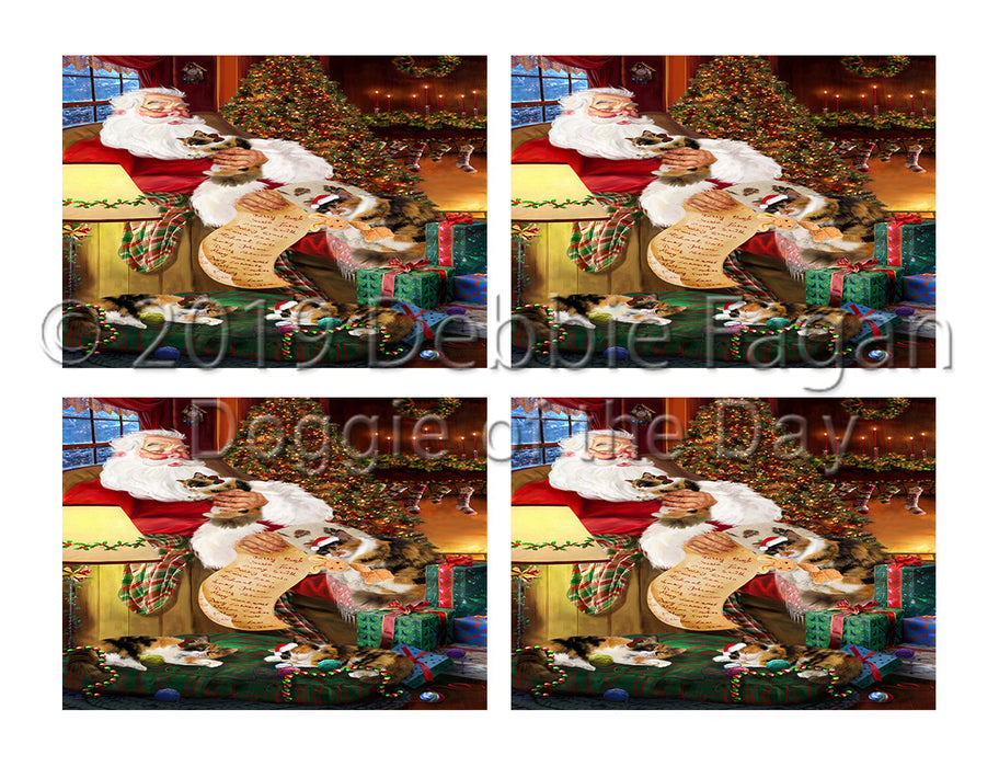 Santa Sleeping with Calico Cats Placemat