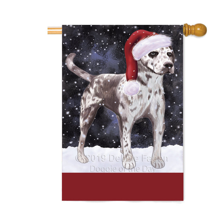 Personalized Let It Snow Happy Holidays Catahoula Leopard Dog Custom House Flag FLG-DOTD-A62361