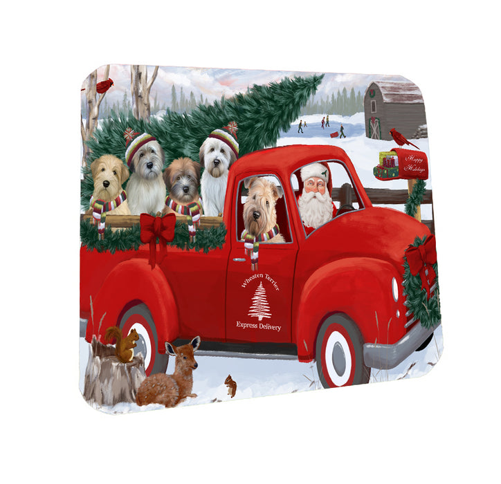 Christmas Santa Express Delivery Wheaten Terriers Dog Family Coasters Set of 4 CST55037