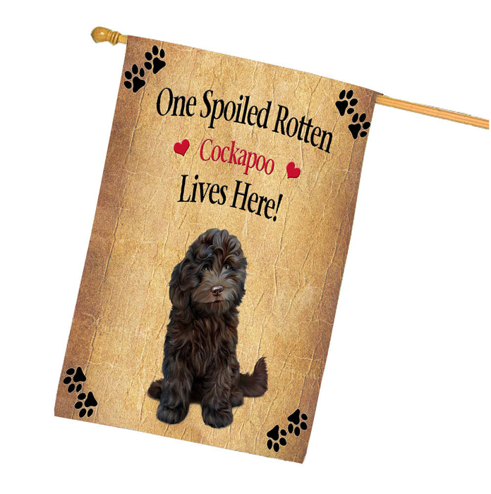Spoiled Rotten Cockapoo Dog House Flag Outdoor Decorative Double Sided Pet Portrait Weather Resistant Premium Quality Animal Printed Home Decorative Flags 100% Polyester FLG68301