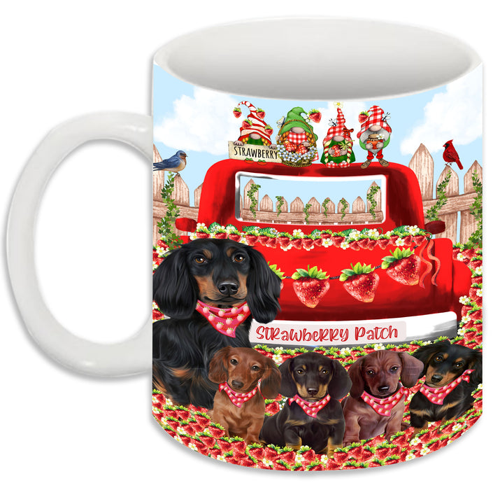 Strawberry Patch with Gnomes Dachshund Dog Coffee Mug