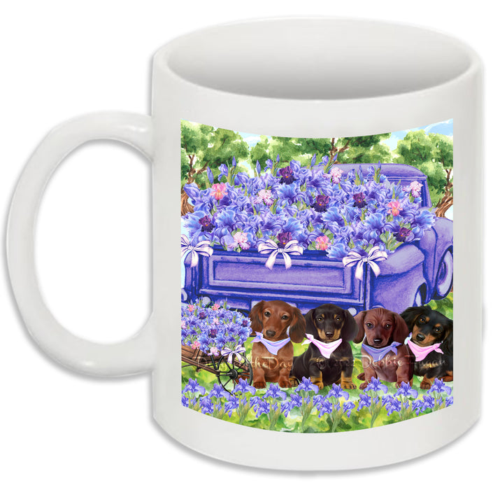 Iris Purple Truck Dachshund Dog Coffee Mug