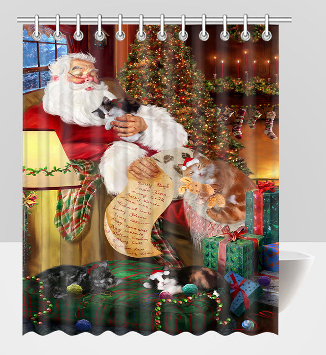Santa Sleeping with Cymric Cats Shower Curtain