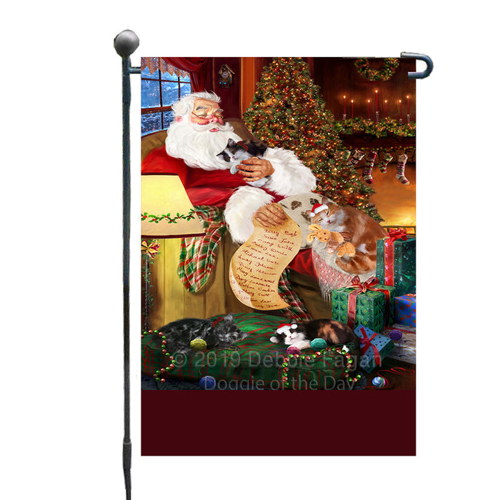 Personalized Cymric Cats and Kittens Sleeping with Santa Custom Garden Flags GFLG-DOTD-A62625