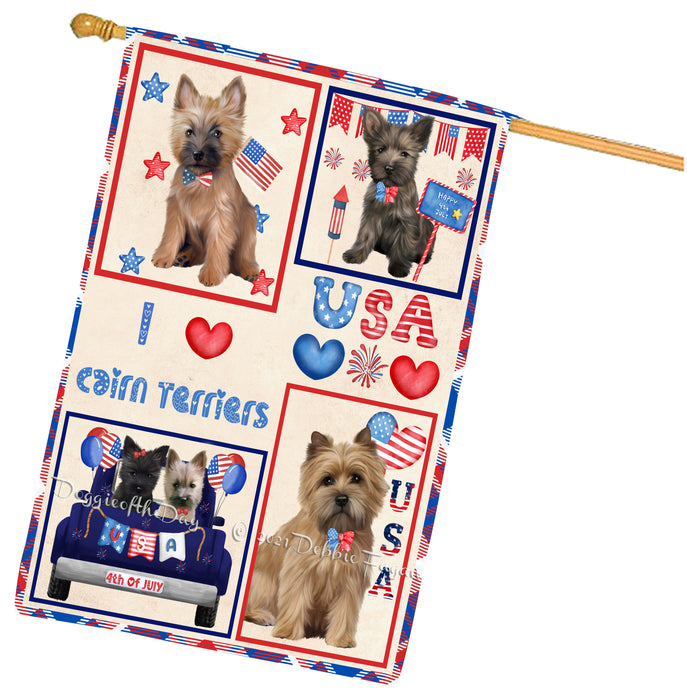 4th of July Independence Day I Love USA Cairn Terrier Dogs House flag FLG66942