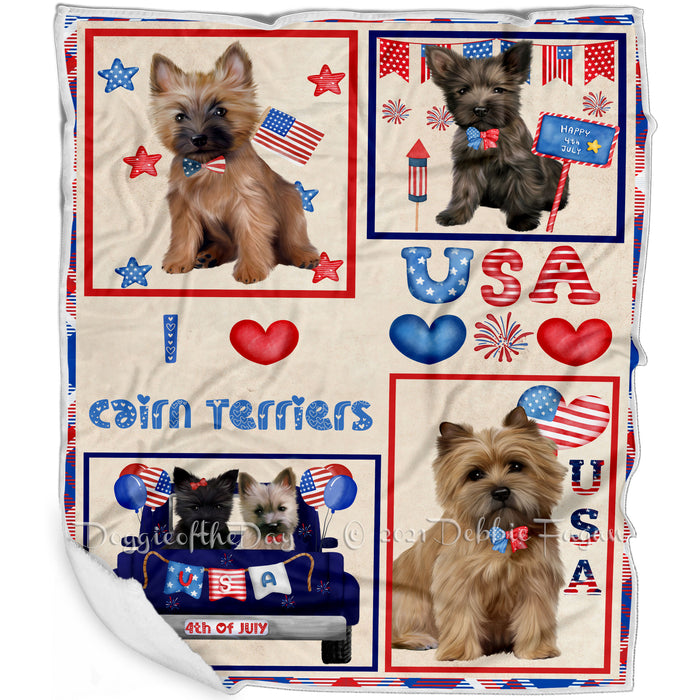 4th of July Independence Day I Love USA Cairn Terrier Dogs Blanket BLNKT143489