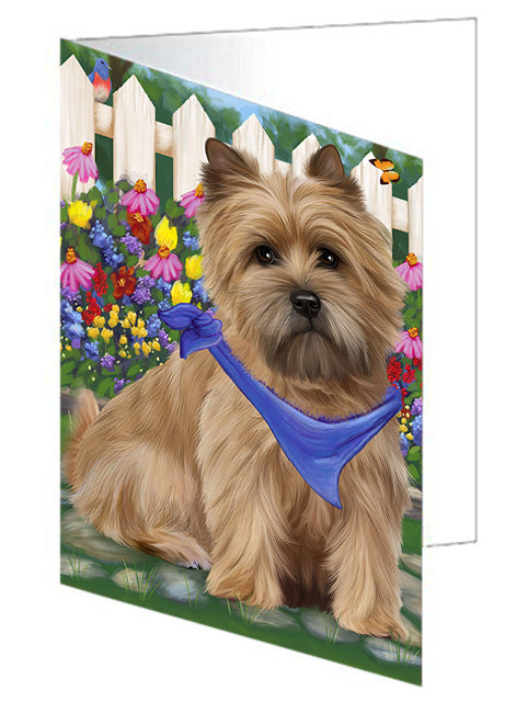 Spring Floral Cairn Terrier Dog Handmade Artwork Assorted Pets Greeting Cards and Note Cards with Envelopes for All Occasions and Holiday Seasons GCD53528