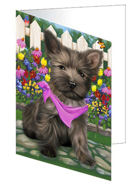 Spring Floral Cairn Terrier Dog Handmade Artwork Assorted Pets Greeting Cards and Note Cards with Envelopes for All Occasions and Holiday Seasons GCD53522