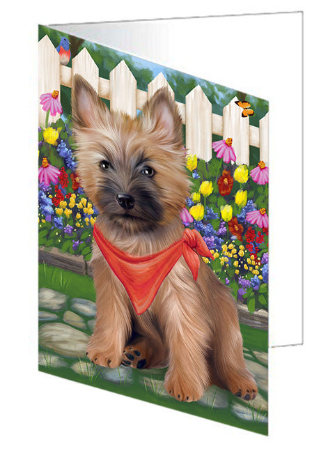 Spring Floral Cairn Terrier Dog Handmade Artwork Assorted Pets Greeting Cards and Note Cards with Envelopes for All Occasions and Holiday Seasons GCD53525