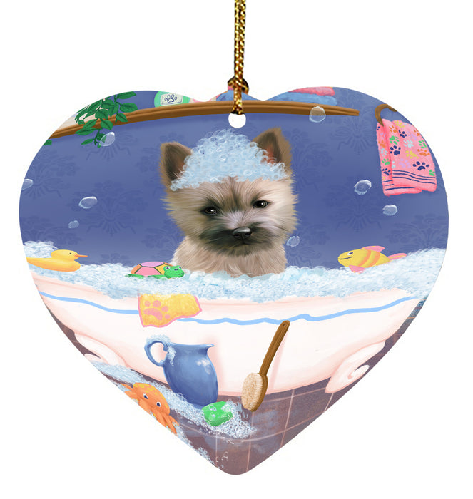 Rub A Dub Dog In A Tub Cairn Terrier Dog Heart Christmas Ornament HPORA58572