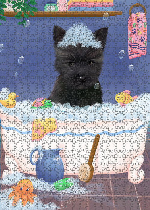 Rub A Dub Dog In A Tub Cairn Terrier Dog Portrait Jigsaw Puzzle for Adults Animal Interlocking Puzzle Game Unique Gift for Dog Lover's with Metal Tin Box PZL245