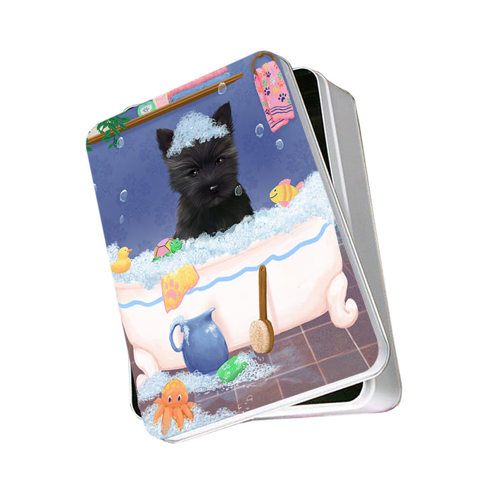Rub A Dub Dog In A Tub Cairn Terrier Dog Photo Storage Tin PITN57276