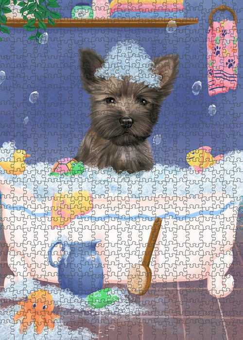 Rub A Dub Dog In A Tub Cairn Terrier Dog Portrait Jigsaw Puzzle for Adults Animal Interlocking Puzzle Game Unique Gift for Dog Lover's with Metal Tin Box PZL246