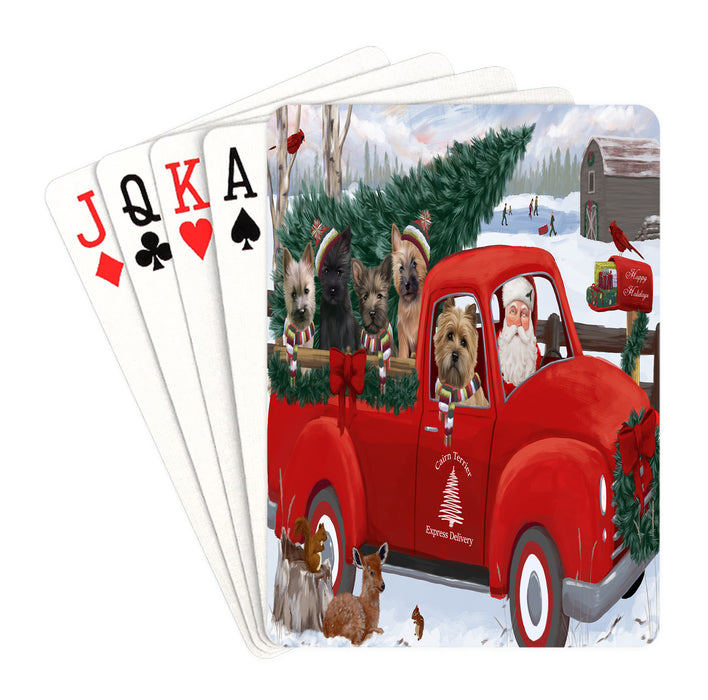 Christmas Santa Express Delivery Red Truck Cairn Terrier Dogs Playing Card Decks