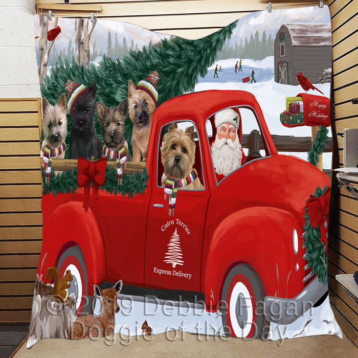 Christmas Santa Express Delivery Red Truck Cairn Terrier Dogs Quilt