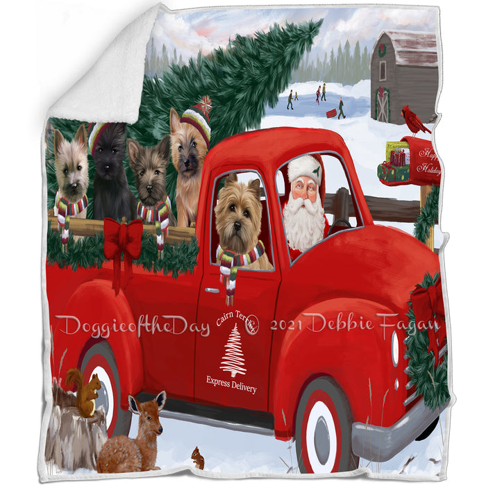 Christmas Santa Express Delivery Red Truck Cairn Terriers Dog Family Blanket BLNKT112584