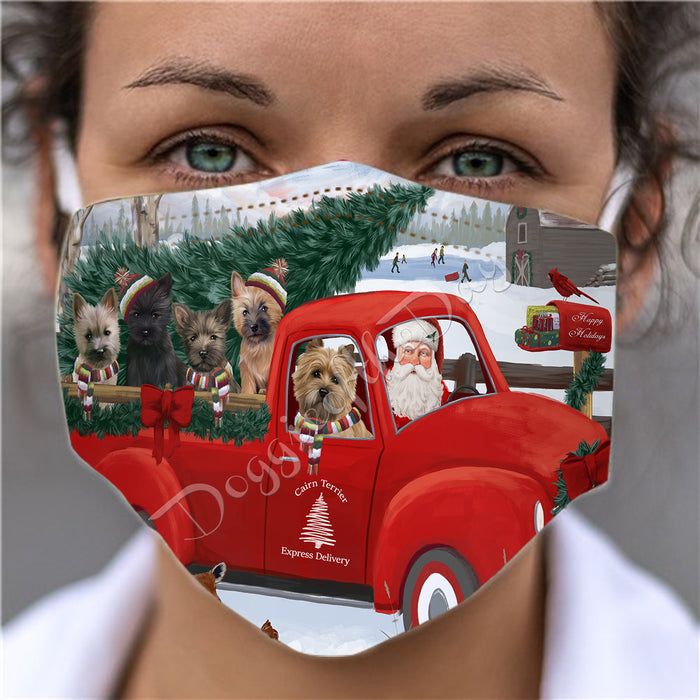 Christmas Santa Express Delivery Red Truck Cairn Terrier Dogs Face Mask FM48426