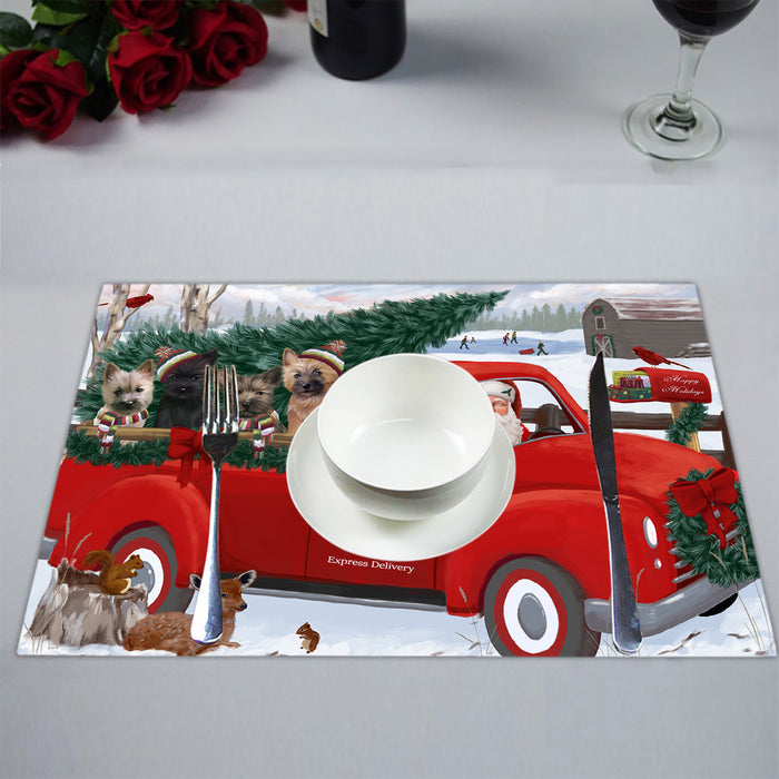 Christmas Santa Express Delivery Red Truck Cairn Terrier Dogs Placemat
