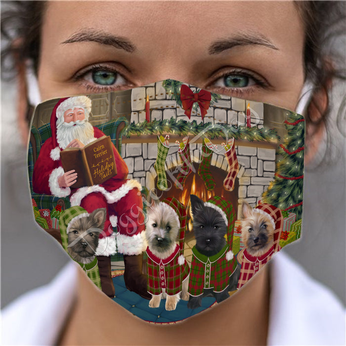 Christmas Cozy Holiday Fire Tails Cairn Terrier Dogs Face Mask FM48620