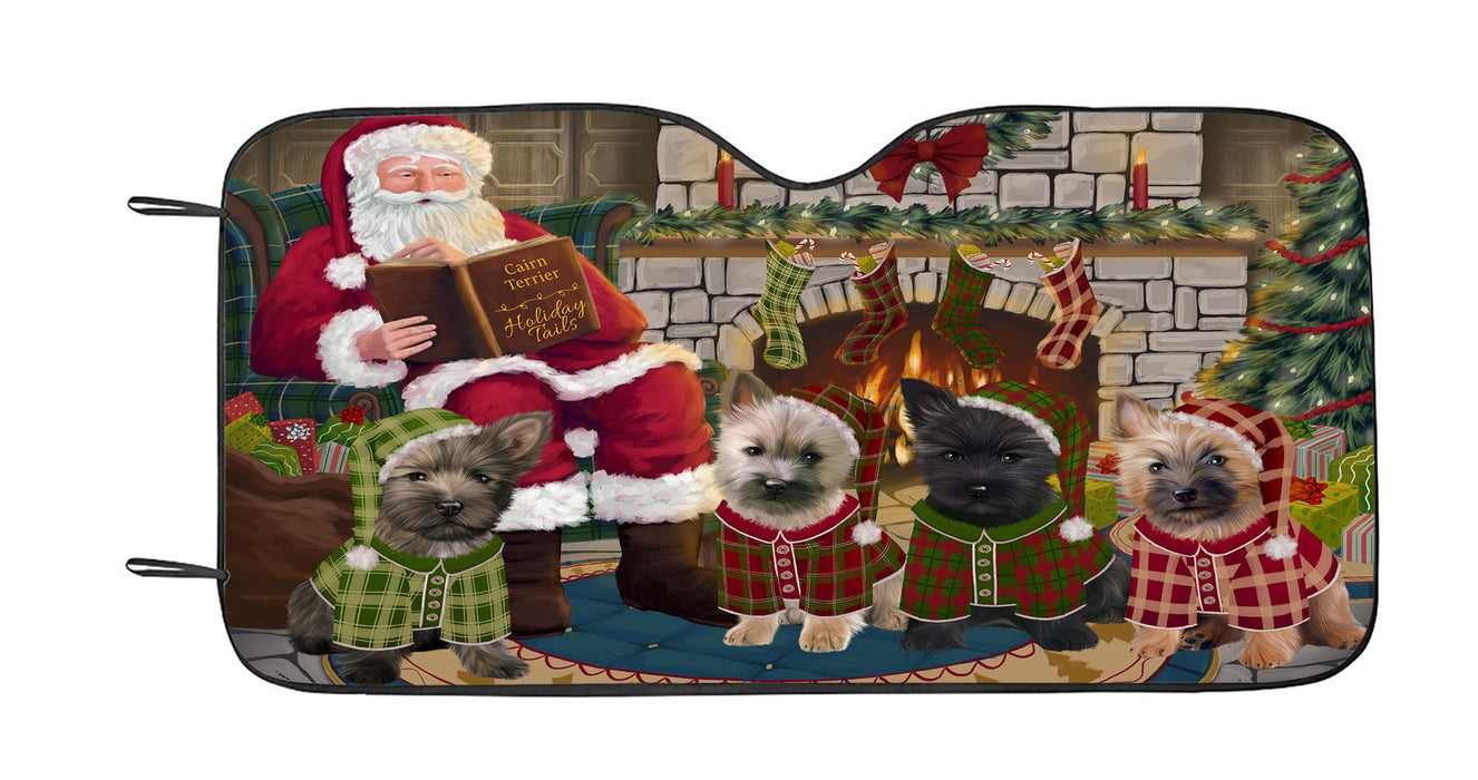 Christmas Cozy Holiday Fire Tails Cairn Terrier Dogs Car Sun Shade