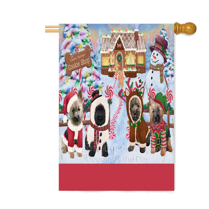 Personalized Holiday Gingerbread Cookie Shop Cairn Terrier Dogs Custom House Flag FLG-DOTD-A59249