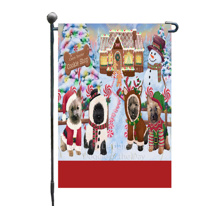 Personalized Holiday Gingerbread Cookie Shop Cairn Terrier Dogs Custom Garden Flags GFLG-DOTD-A59193