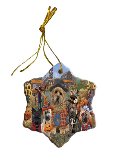 Halloween 'Round Town Cairn Terrier Dogs Star Porcelain Ornament SPOR57485