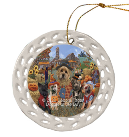 Halloween 'Round Town Cairn Terrier Dogs Doily Ornament DPOR58021