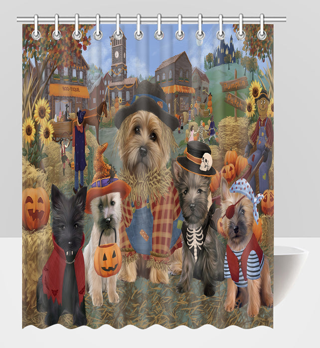 Halloween 'Round Town Cairn Terrier Dogs Shower Curtain