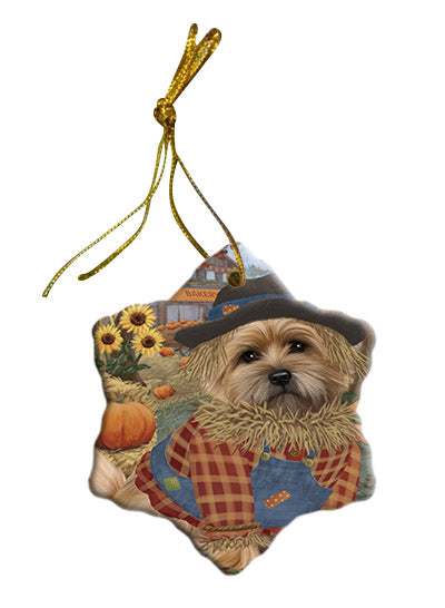 Fall Pumpkin Scarecrow Cairn Terrier Dogs Star Porcelain Ornament SPOR57546