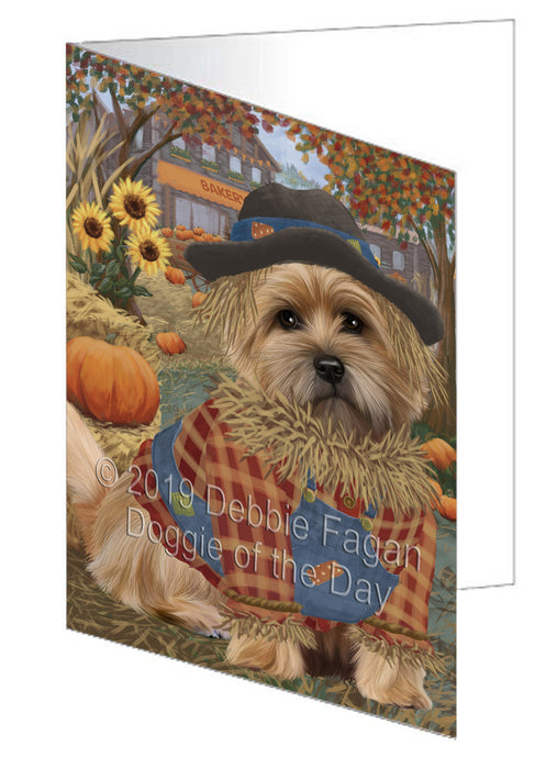 Fall Pumpkin Scarecrow Cairn Terrier Dog Handmade Artwork Assorted Pets Greeting Cards and Note Cards with Envelopes for All Occasions and Holiday Seasons GCD77984