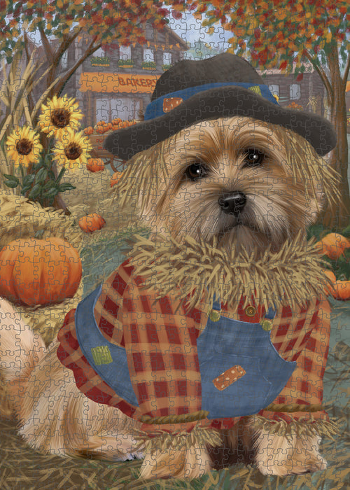 Halloween 'Round Town And Fall Pumpkin Scarecrow Both Cairn Terrier Dogs Puzzle  PUZL96492