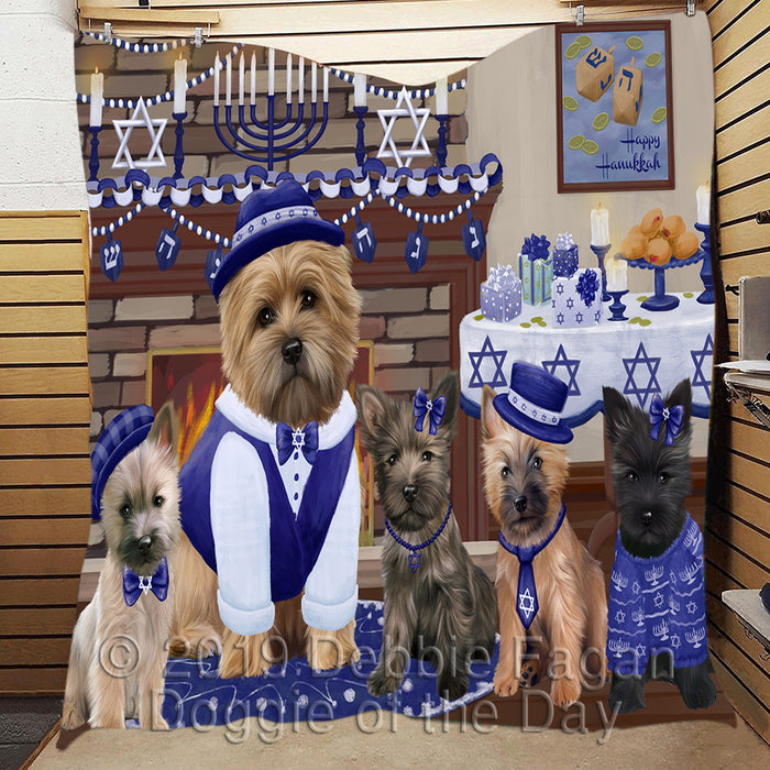 Happy Hanukkah Family and Happy Hanukkah Both Cairn Terrier Dogs Quilt