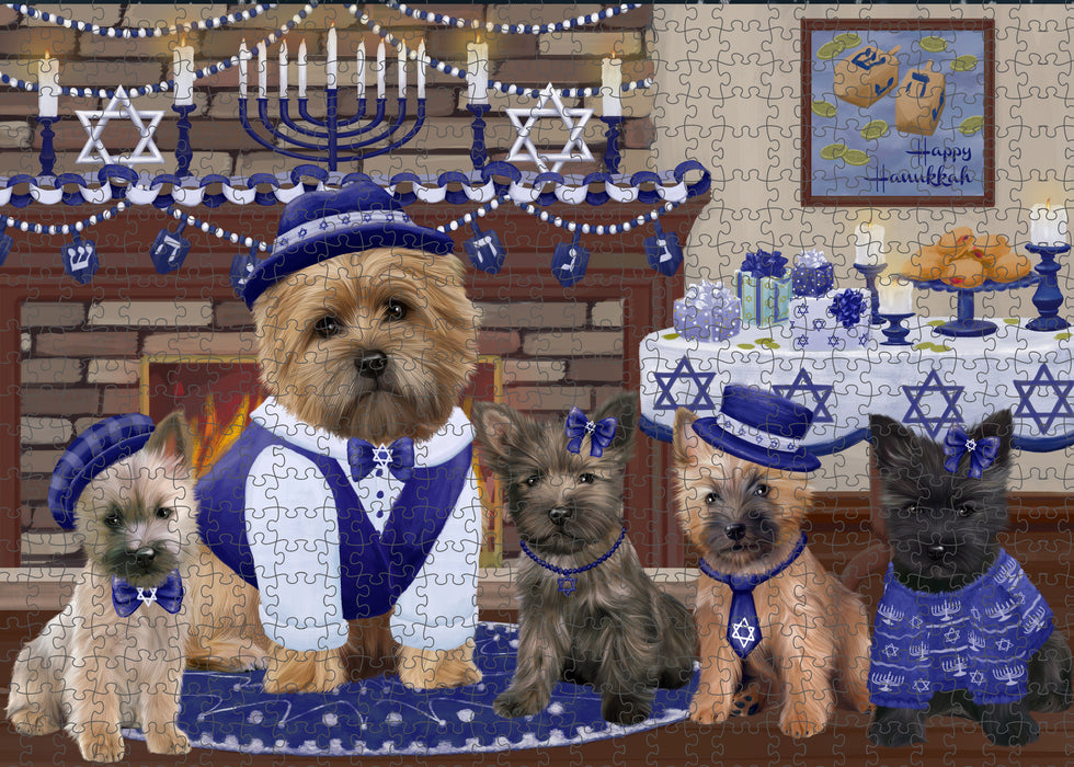 Happy Hanukkah Family and Happy Hanukkah Both Cairn Terrier Dogs Puzzle with Photo Tin PUZL96736