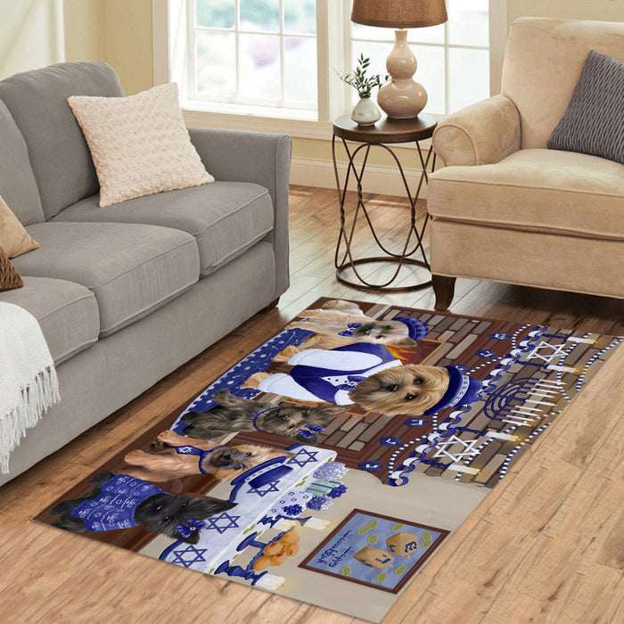 Happy Hanukkah Family and Happy Hanukkah Both Cairn Terrier Dogs Area Rug