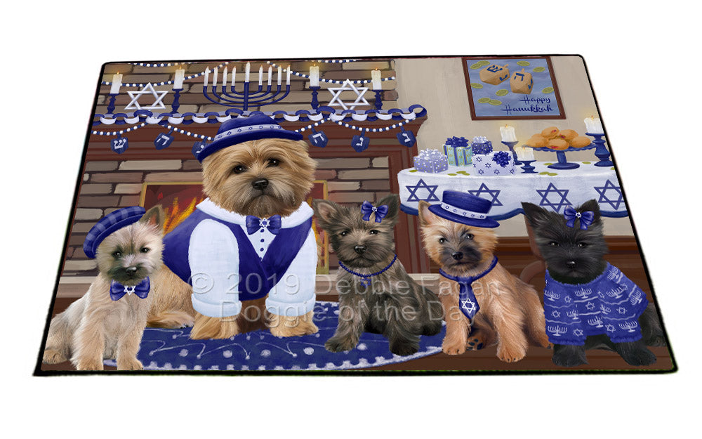 Happy Hanukkah Family and Happy Hanukkah Both Cairn Terrier Dogs Floormat FLMS54083