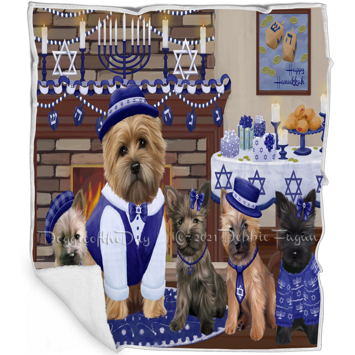 Happy Hanukkah Family and Happy Hanukkah Both Cairn Terrier Dogs Blanket BLNKT140429