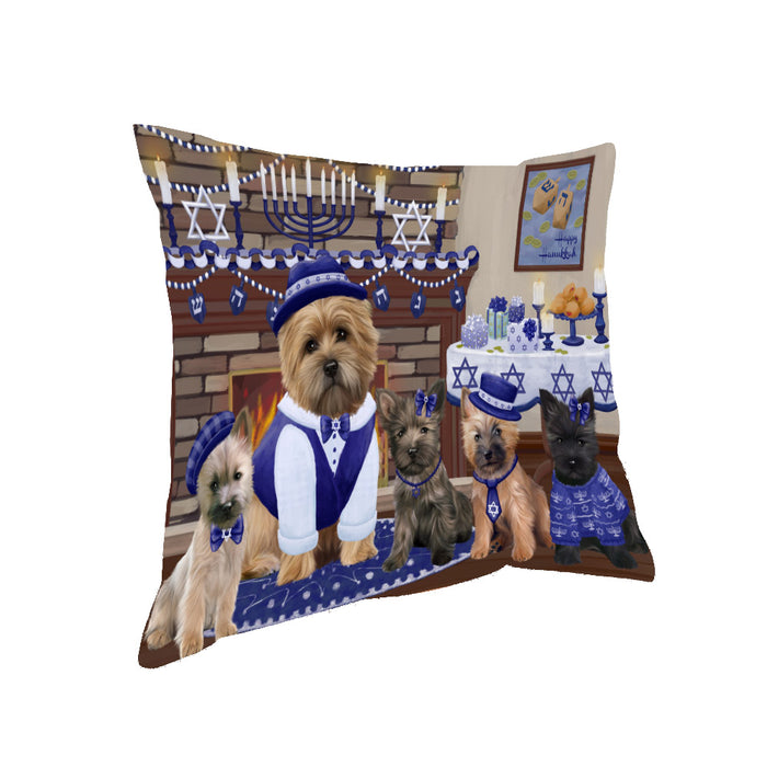 Happy Hanukkah Family and Happy Hanukkah Both Cairn Terrier Dogs Pillow PIL82828