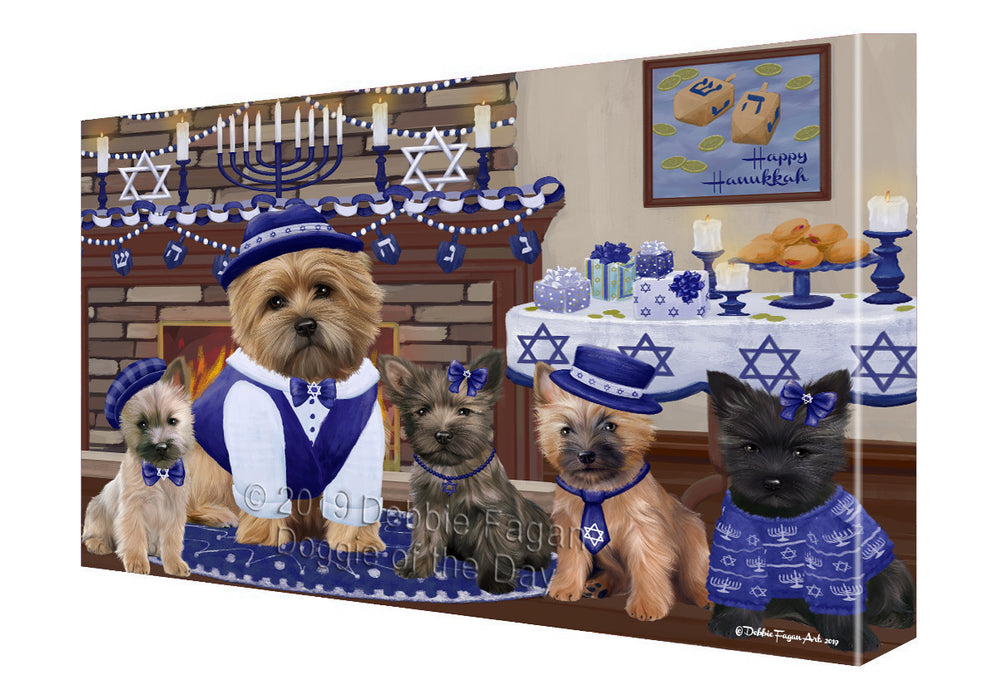 Happy Hanukkah Family and Happy Hanukkah Both Cairn Terrier Dogs Canvas Print Wall Art Décor CVS141056