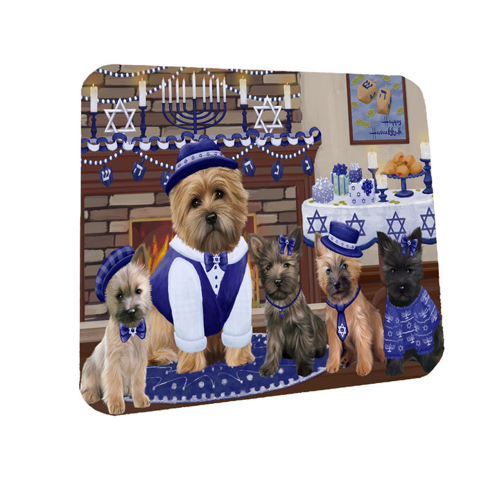 Happy Hanukkah Family Cairn Terrier Dogs Coasters Set of 4 CSTA57563