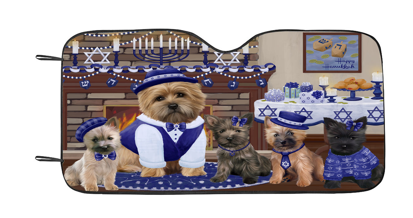 Happy Hanukkah Family Cairn Terrier Dogs Car Sun Shade