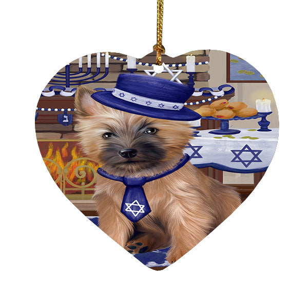 Happy Hanukkah Cairn Terrier Dog Heart Christmas Ornament HPOR57663