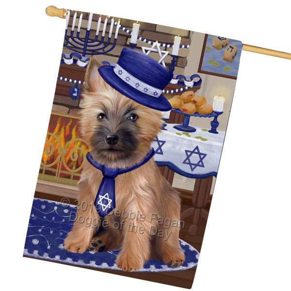 Happy Hanukkah Family and Happy Hanukkah Both Cairn Terrier Dog House Flag FLG65763