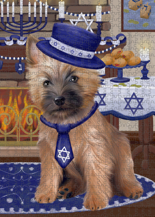 Happy Hanukkah Family and Happy Hanukkah Both Cairn Terrier Dog Puzzle with Photo Tin PUZL96960