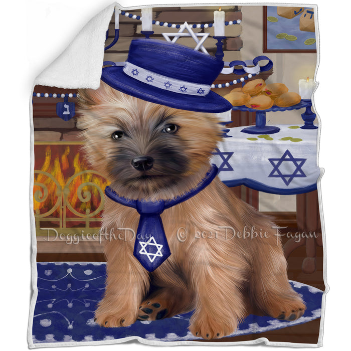 Happy Hanukkah Family and Happy Hanukkah Both Cairn Terrier Dog Blanket BLNKT139925