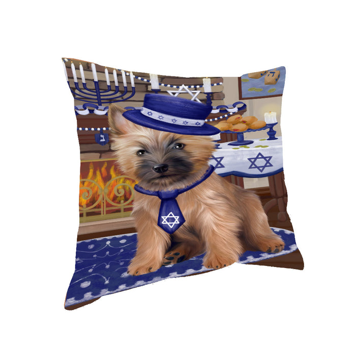 Happy Hanukkah Family and Happy Hanukkah Both Cairn Terrier Dog Pillow PIL83052