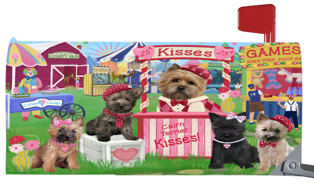 Carnival Kissing Booth Cairn Terrier Dogs Magnetic Mailbox Cover Both Sides Pet Theme Printed Decorative Letter Box Wrap Case Postbox Thick Magnetic Vinyl Material