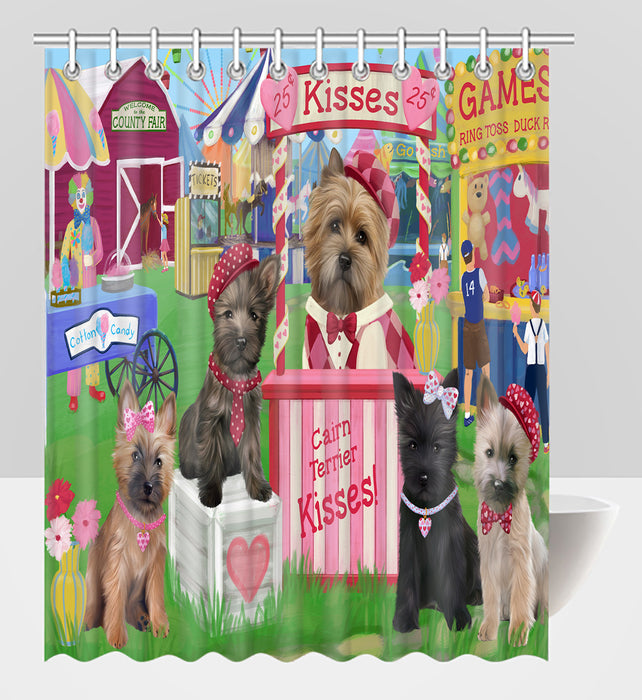 Carnival Kissing Booth Cairn Terrier Dogs Shower Curtain