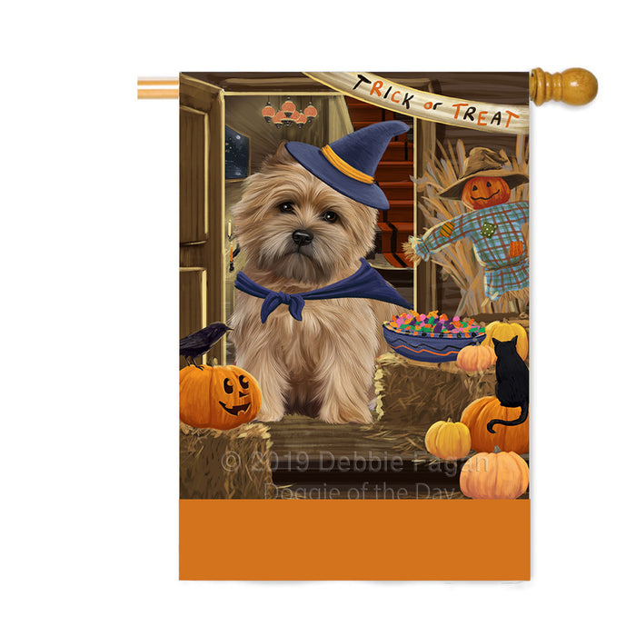 Personalized Enter at Own Risk Trick or Treat Halloween Cairn Terrier Dog Custom House Flag FLG-DOTD-A59577